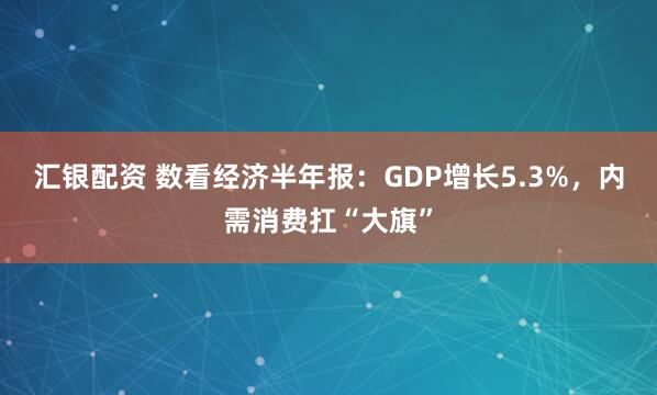 汇银配资 数看经济半年报：GDP增长5.3%，内需消费扛“大旗”